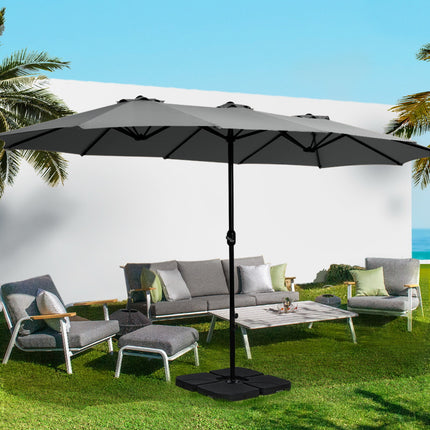 Instahut 4.57m Outdoor Umbrella Beach Pole Garden Tilt Charcoal 8