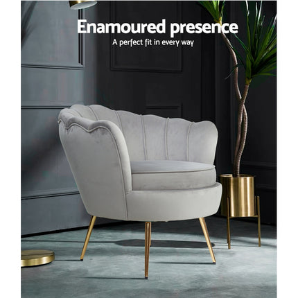Artiss Armchair Velvet Grey Callista 3