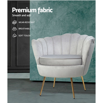 Artiss Armchair Velvet Grey Callista 4