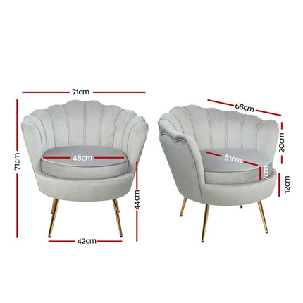 Artiss Armchair Velvet Grey Callista 7