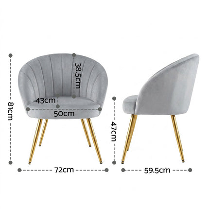 Artiss Armchair Velvet Grey Eloise 3