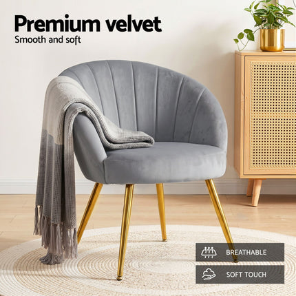 Artiss Armchair Velvet Grey Eloise 6