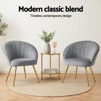 Artiss Armchair Velvet Grey Eloise 8