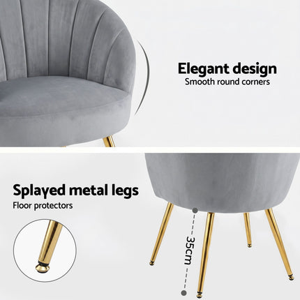 Artiss Armchair Velvet Grey Eloise 9