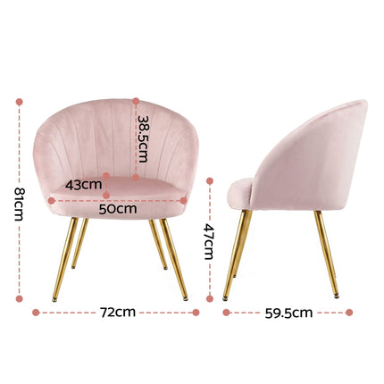 Artiss Armchair Velvet Pink Eloise 3