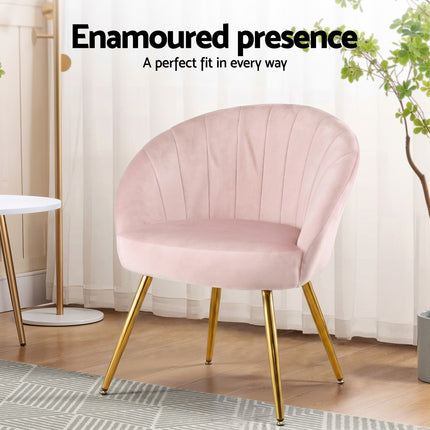 Artiss Armchair Velvet Pink Eloise 5