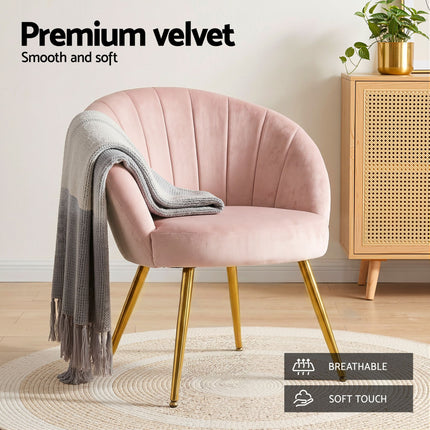 Artiss Armchair Velvet Pink Eloise 6