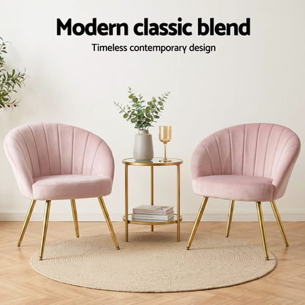 Artiss Armchair Velvet Pink Eloise 8