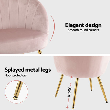 Artiss Armchair Velvet Pink Eloise 9