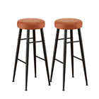 Artiss 2x Bar Stools Kitchen Dining Chairs Counter Round PU Leather Lane Brown
