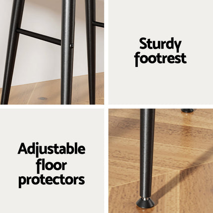 Artiss 2x Bar Stools Kitchen Dining Chairs Counter Round PU Leather Lane Brown 5