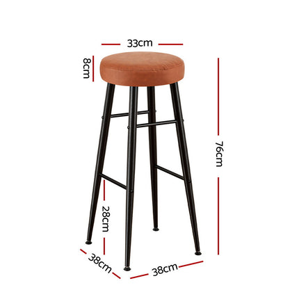 Artiss 4x Bar Stools Kitchen Dining Chairs Counter Round PU leather Lane Brown 2