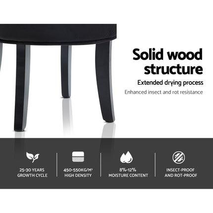 Artiss Vanity Stool Velvet Black Abella 7
