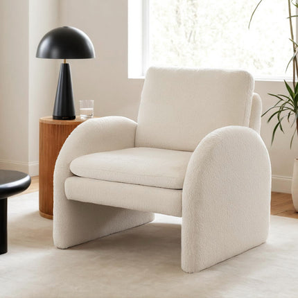 Artiss Armchair Accent Chair Lounge Tub Sofa Couch Curved Arm Seat Boucle White 7
