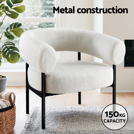 Artiss Armchair Accent Chair Curved Boucle White 4