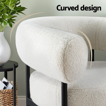 Artiss Armchair Accent Chair Curved Boucle White 5