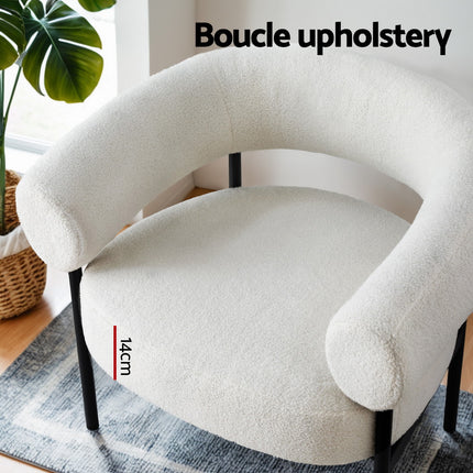 Artiss Armchair Accent Chair Curved Boucle White 6