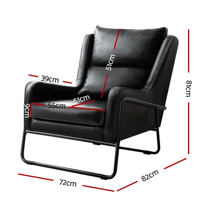 Artiss Armchair Accent Chair PU Leather Wingback Black 2