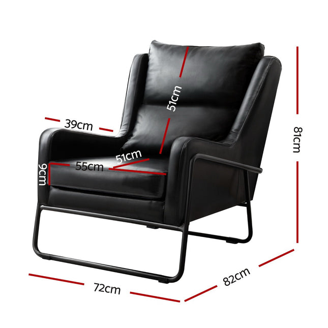 Artiss Armchair Accent Chair PU Leather Wingback Black 2