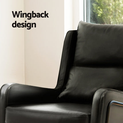 Artiss Armchair Accent Chair PU Leather Wingback Black 5