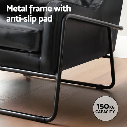 Artiss Armchair Accent Chair PU Leather Wingback Black 6
