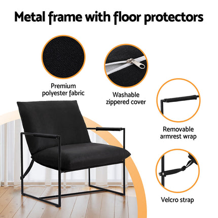Artiss Armchair Lounge Chair Sling Black 5