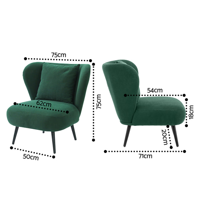 Artiss Armchair Accent Chair Lounge Tub Sofa Couch Corduroy Velvet Green 2