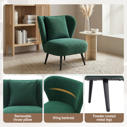 Artiss Armchair Accent Chair Lounge Tub Sofa Couch Corduroy Velvet Green 5