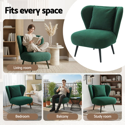 Artiss Armchair Accent Chair Lounge Tub Sofa Couch Corduroy Velvet Green 6