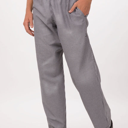 Essential Men's Small Checks XL Baggy Black Chef Pants by Chef Works 2