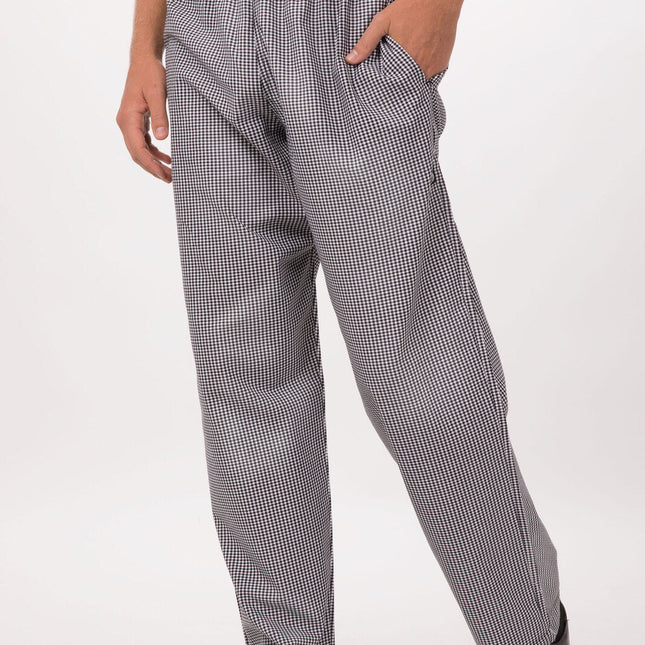 Essential Men's Small Checks XL Baggy Black Chef Pants by Chef Works 2