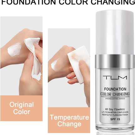 ReviGLam TLM Colour Changing Liquid Foundation Hides Wrinkles & Lines, BB Cream Makeup Base Concealer Cover Moisturizing Fluid for all Skin Tone SPF15, Pack of 1 4