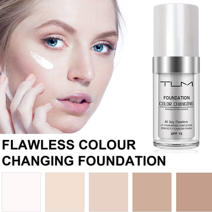 ReviGLam TLM Colour Changing Liquid Foundation Hides Wrinkles & Lines, BB Cream Makeup Base Concealer Cover Moisturizing Fluid for all Skin Tone SPF15, Pack of 1 5