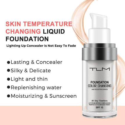 ReviGLam TLM Colour Changing Liquid Foundation Hides Wrinkles & Lines, BB Cream Makeup Base Concealer Cover Moisturizing Fluid for all Skin Tone SPF15, Pack of 2 2