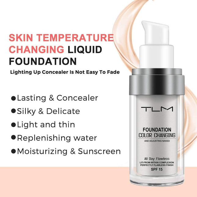 ReviGLam TLM Colour Changing Liquid Foundation Hides Wrinkles & Lines, BB Cream Makeup Base Concealer Cover Moisturizing Fluid for all Skin Tone SPF15, Pack of 2 2