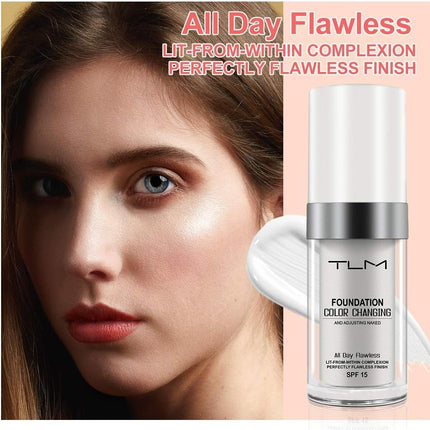 ReviGLam TLM Colour Changing Liquid Foundation Hides Wrinkles & Lines, BB Cream Makeup Base Concealer Cover Moisturizing Fluid for all Skin Tone SPF15, Pack of 2 3