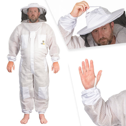 Beekeeping Bee Full Suit 3 Layer Mesh Ultra Cool Ventilated Round Head Beekeeping Protective Gear SIZE M 3