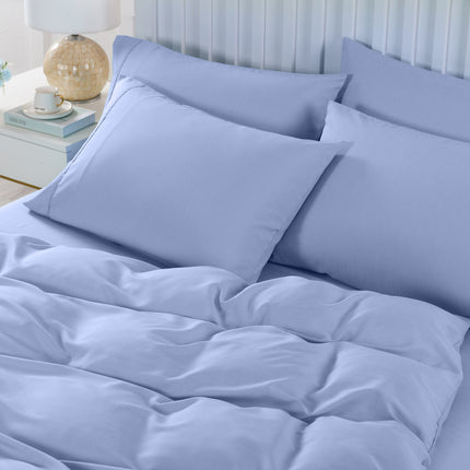 Royal Comfort 2000TC 6 Piece Bamboo Sheet & Quilt Cover Set Cooling Breathable - King - Light Blue 3