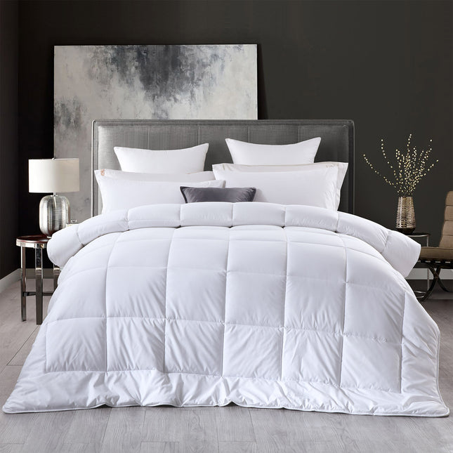 Royal Comfort 260GSM Deluxe Eco-Silk Touch Quilt 100% Cotton Cover - Super King - White 2