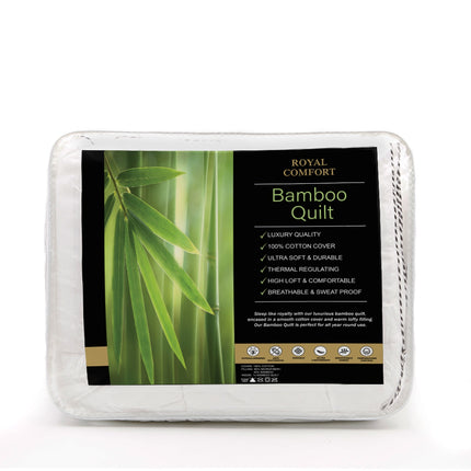Royal Comfort Bamboo Blend Quilt 250GSM Luxury  Duvet 100% Cotton Cover - Single - White 3