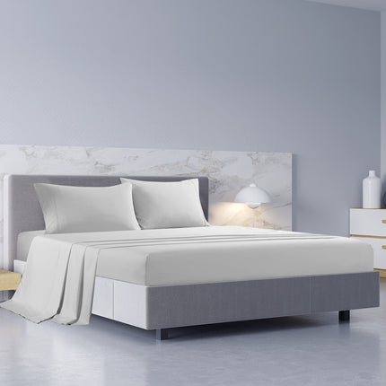 Royal Comfort 1000TC Hotel Grade Bamboo Cotton Sheets Pillowcases Set Ultrasoft - Queen - Cool Grey 2