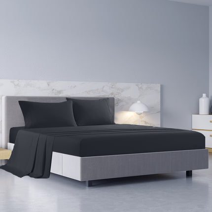 Royal Comfort 1000TC Hotel Grade Bamboo Cotton Sheets Pillowcases Set Ultrasoft - Queen - Charcoal 2