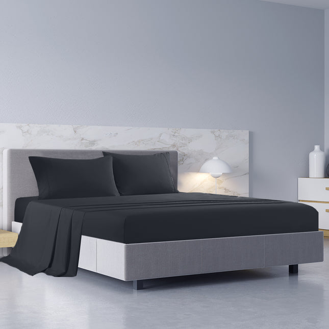 Royal Comfort 1000TC Hotel Grade Bamboo Cotton Sheets Pillowcases Set Ultrasoft - Queen - Charcoal 2