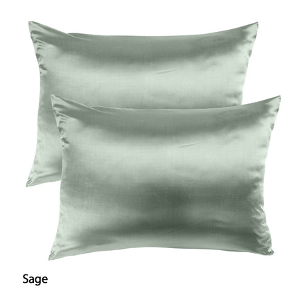 Royal Comfort Mulberry Soft Silk Hypoallergenic Pillowcase Twin Pack 51 x 76cm - Sage 2