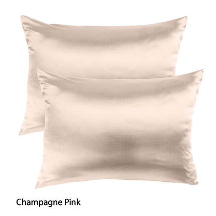 Royal Comfort Mulberry Soft Silk Hypoallergenic Pillowcase Twin Pack 51 x 76cm - Champagne Pink 2