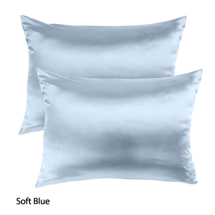 Royal Comfort Mulberry Soft Silk Hypoallergenic Pillowcase Twin Pack 51 x 76cm - Soft Blue 2