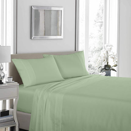Royal Comfort 1200 Thread Count Sheet Set 4 Piece Ultra Soft Satin Weave Finish - Double - Sage Green 3