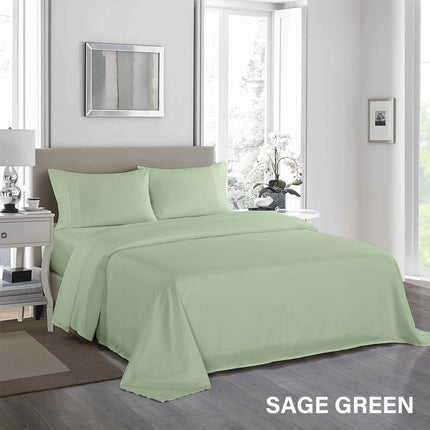 Royal Comfort 1200 Thread Count Sheet Set 4 Piece Ultra Soft Satin Weave Finish - Double - Sage Green 6