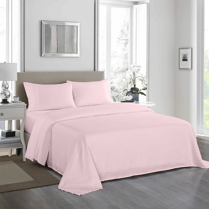 Royal Comfort 1200 Thread Count Sheet Set 4 Piece Ultra Soft Satin Weave Finish - King - Soft Pink 2