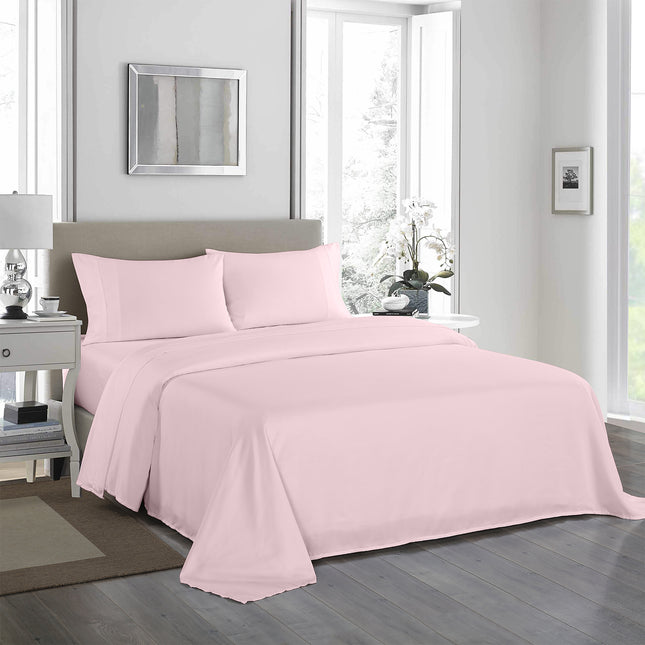 Royal Comfort 1200 Thread Count Sheet Set 4 Piece Ultra Soft Satin Weave Finish - King - Soft Pink 2